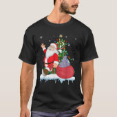 Santa Ugly Christmas Tree Lights Hippopotamus Anim T-Shirt (Vorderseite)