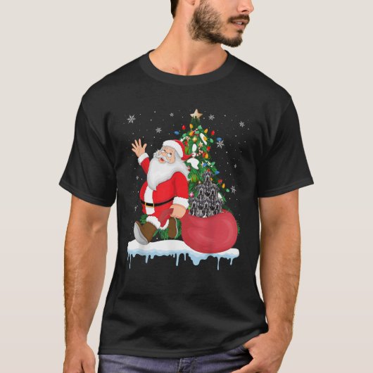 Santa Ugly Weihnachtsbaum Lichter Great Dane Dog L T-Shirt (Vorderseite)