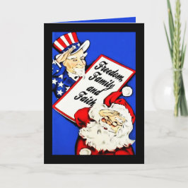 Santa, Uncle Sam Salute Patriotic Christmas Cards Feiertagskarte