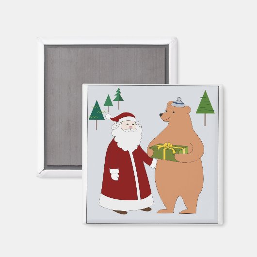 Santa und Bär Magnet (Vorderseite/Rückseite)