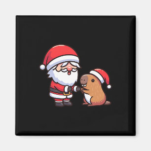 Santa und Capybara Hochglanzjunge Christ Magnet