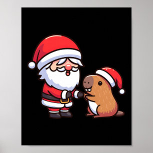 Santa und Capybara Hochglanzjunge Christ Poster