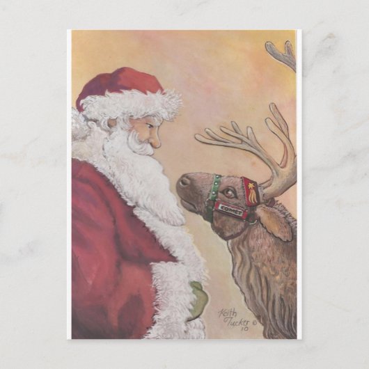 Santa und Comet Feiertagspostkarte (Vorderseite)