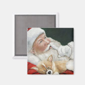 Santa und Corgi Pup Weihnachtsmagnet Magnet (Vorderseite/Rückseite)