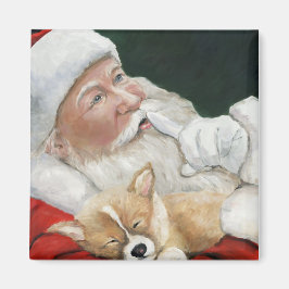 Santa und Corgi Pup Weihnachtsmagnet Magnet