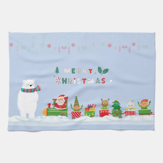 Santa und der Eisbär Geschirrtuch (Horizontal)