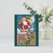 Santa und der Mann im Mond Vintage-Weihnachten Feiertagspostkarte (Stehend Vorderseite)
