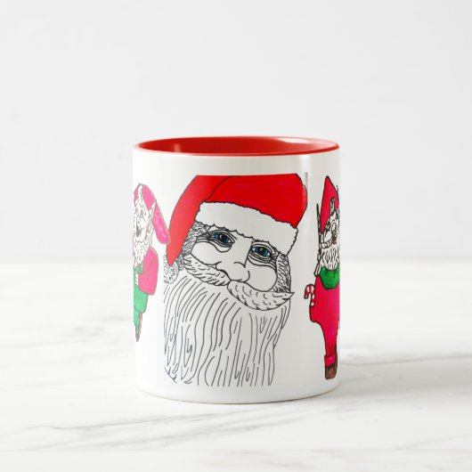 SANTA UND DIE ELVEN-Tasse Zweifarbige Tasse (Mittel)