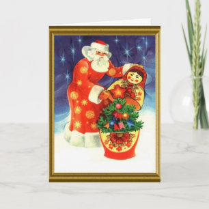 Santa und die Matryoska Feiertagskarte