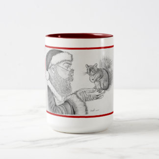 Santa und Eichhörnchen Zweifarbige Tasse