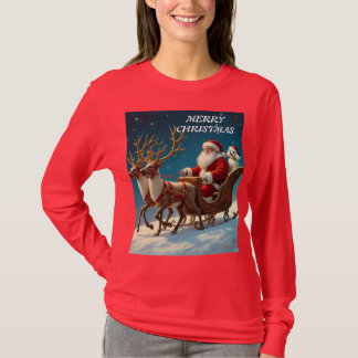 Santa und ein kleiner weißer Welpe T-Shirt