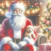 Santa und ein Welpe | Weihnachten Aufkleber (Vorderseite)