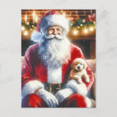 Santa und ein Welpe | Weihnachten Postkarte (Vorderseite)