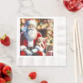 Santa und ein Welpe | Weihnachten Serviette (Beispiel)