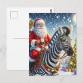 Santa und eine Zebra-Fantasie Postkarte (Vorne/Hinten)