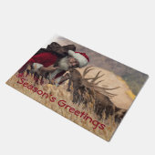 Santa und Elch Doormat küssen Fußmatte (Schrägansicht)