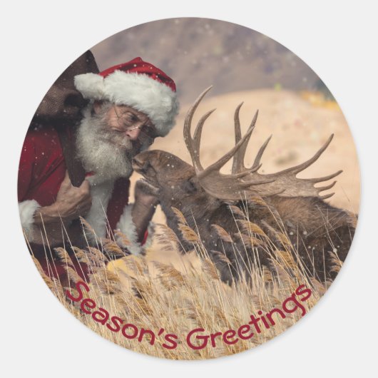 Santa und Elch Sticker küssen (Vorderseite)