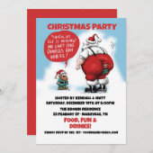 Santa und Elf Funny Cartoon Einladung (Vorne/Hinten)