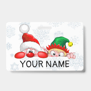 Santa und Elf Niedliche und lustige Charaktere pin Ausweis