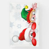 Santa und Elf Niedliche und lustige Charaktere pin Banner (Vertikal)