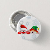 Santa und Elf Niedliche und lustige Charaktere pin Button (Vorne & Hinten)
