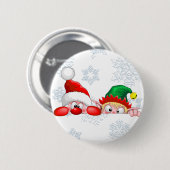 Santa und Elf Niedliche und lustige Charaktere pin Button (Vorne & Hinten)