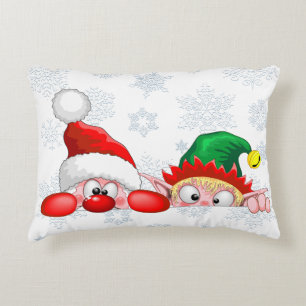Santa und Elf Niedliche und lustige Charaktere pin Dekokissen