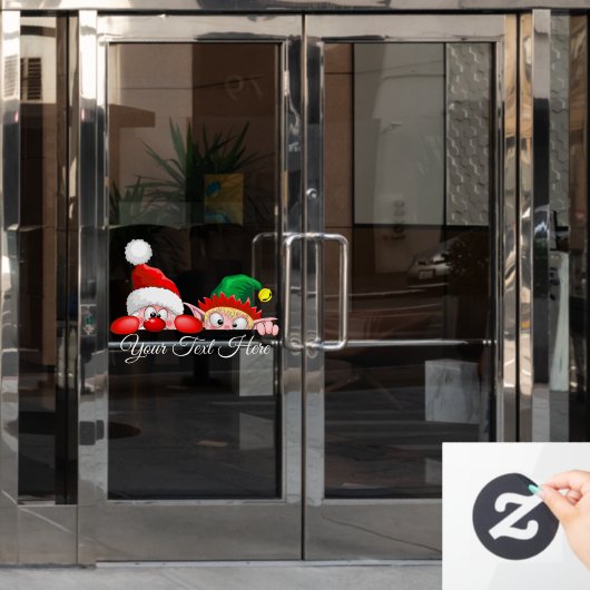 Santa und Elf Niedliche und lustige Charaktere pin Fensteraufkleber (Büro Tür)
