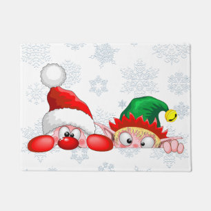 Santa und Elf Niedliche und lustige Charaktere pin Fußmatte