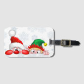 Santa und Elf Niedliche und lustige Charaktere pin Gepäckanhänger (Vorderseite (Horizontal))