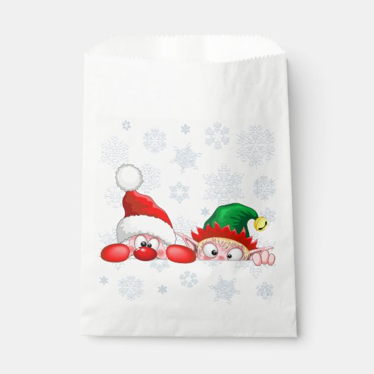 Santa und Elf Niedliche und lustige Charaktere pin Geschenktütchen (Vorderseite)