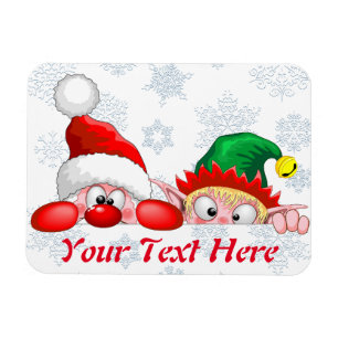 Santa und Elf Niedliche und lustige Charaktere pin Magnet