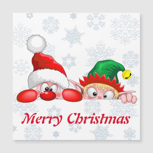 Santa und Elf Niedliche und lustige Charaktere pin Magnetkarte (Vorderseite)