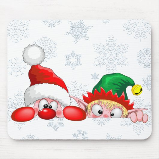 Santa und Elf Niedliche und lustige Charaktere pin Mousepad (Vorne)