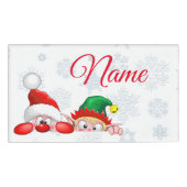 Santa und Elf Niedliche und lustige Charaktere pin Namenschild (Vorderseite)