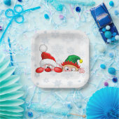 Santa und Elf Niedliche und lustige Charaktere pin Pappteller (Party)