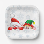 Santa und Elf Niedliche und lustige Charaktere pin Pappteller (Vorderseite)