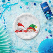 Santa und Elf Niedliche und lustige Charaktere pin Pappteller (Party)