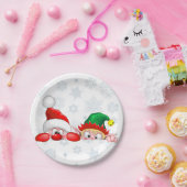 Santa und Elf Niedliche und lustige Charaktere pin Pappteller (Party)