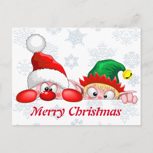 Santa und Elf Niedliche und lustige Charaktere pin Postkarte (Vorderseite)
