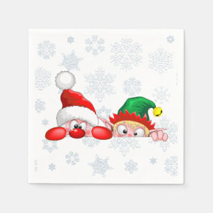 Santa und Elf Niedliche und lustige Charaktere pin Serviette