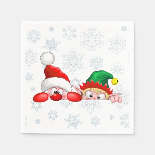 Santa und Elf Niedliche und lustige Charaktere pin Serviette (Vorderseite)