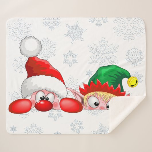 Santa und Elf Niedliche und lustige Charaktere pin Sherpadecke (Vorderseite (Horizontal))