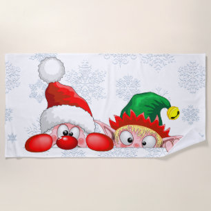 Santa und Elf Niedliche und lustige Charaktere pin Strandtuch