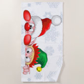 Santa und Elf Niedliche und lustige Charaktere pin Strandtuch (Vorderseite)
