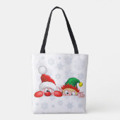 Santa und Elf Niedliche und lustige Charaktere pin Tasche (Rückseite)