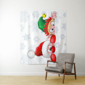 Santa und Elf Niedliche und lustige Charaktere pin Wandteppich (Beispiel)