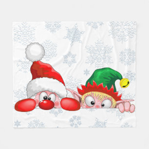 Santa und Elf Niedliche und lustige Charaktere spä Fleecedecke