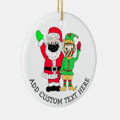 Santa und Elfen in Facemaskas benutzerdefinierter Keramik Ornament (Rechts)