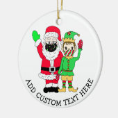Santa und Elfen in Facemaskas benutzerdefinierter Keramik Ornament (Links)